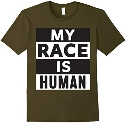 Mens My Race is Human T-Shirt XL Olive