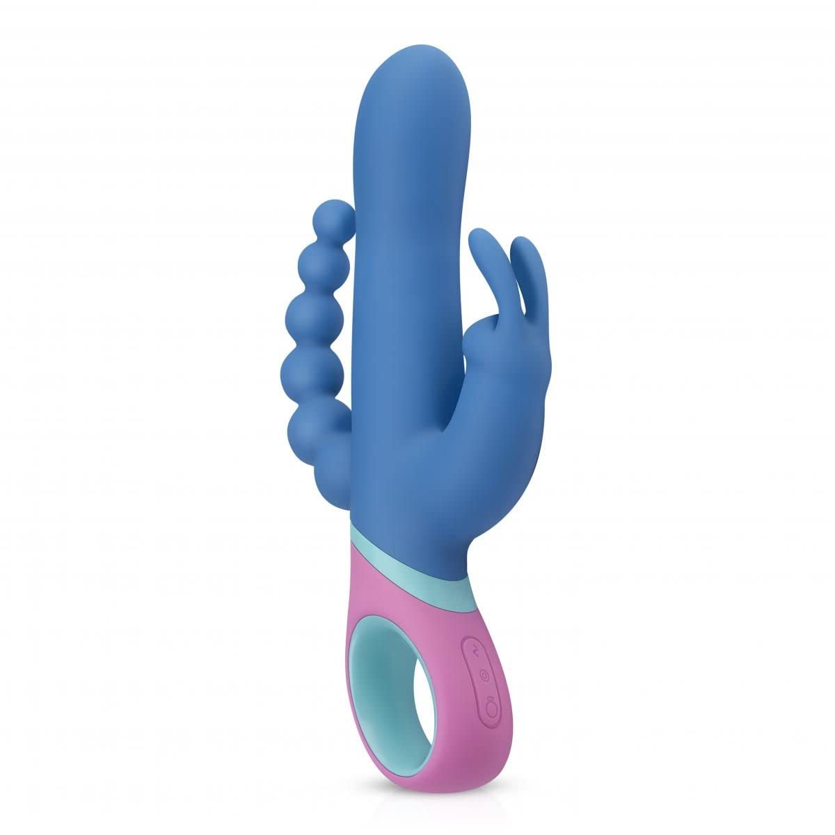 PMV20 Double Rabbit Vibrator Vice – Powerful Vibrator for Women with Anal Beads - Sex Toys for Women with Anal, Vaginal and Clitoral Stimulation – Blue/Pink