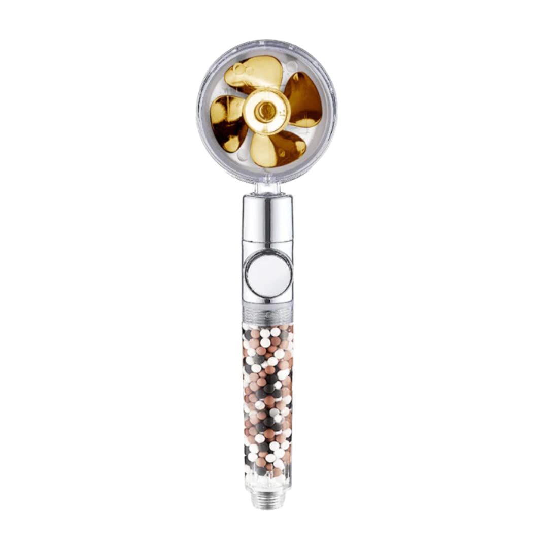 MineralStream TurboFan High Pressure Handheld Shower Head with Mineral Stones | Perfect for Dry Hair & Skin | 360 Degree Spin Showerhead for Spa Like Experience at Home for Non-Electric Showers Only