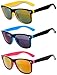 Retro Vintage Two Tone Sunglasses Mirror Lens 3 Pairs Orange, Purple, White UV 400