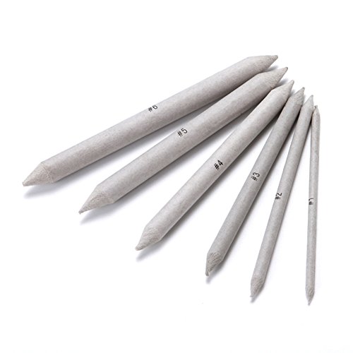 Slendima 6 Pcs Durable Art Drawing Pens, Blending Stump Smudge Pastel Charcoal Tortillon Sketch Art Drawing Tools - Grey