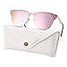 Mirrored Sunglasses for Women Men, Rimless Metal Frame with Sunglasses Case 3576 (PINK)