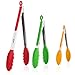 Silchef Heavy Duty, Heat Resistant Kitchen Tongs (set of 3) with Silicone Tips and Ring Pull Locking System - 7 inch, 9 inch & and 12 inch sizes (Red, Yellow and Green)
