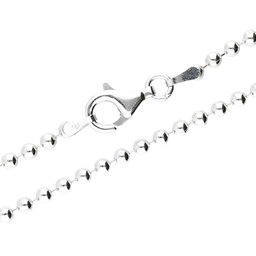 Tozman & Lenz Kugelkette aus 925 Sterling Silber rhodiniert massiv Länge: 42-70 Zentimeter Breite: 1,2 – 2,5 Millimeter