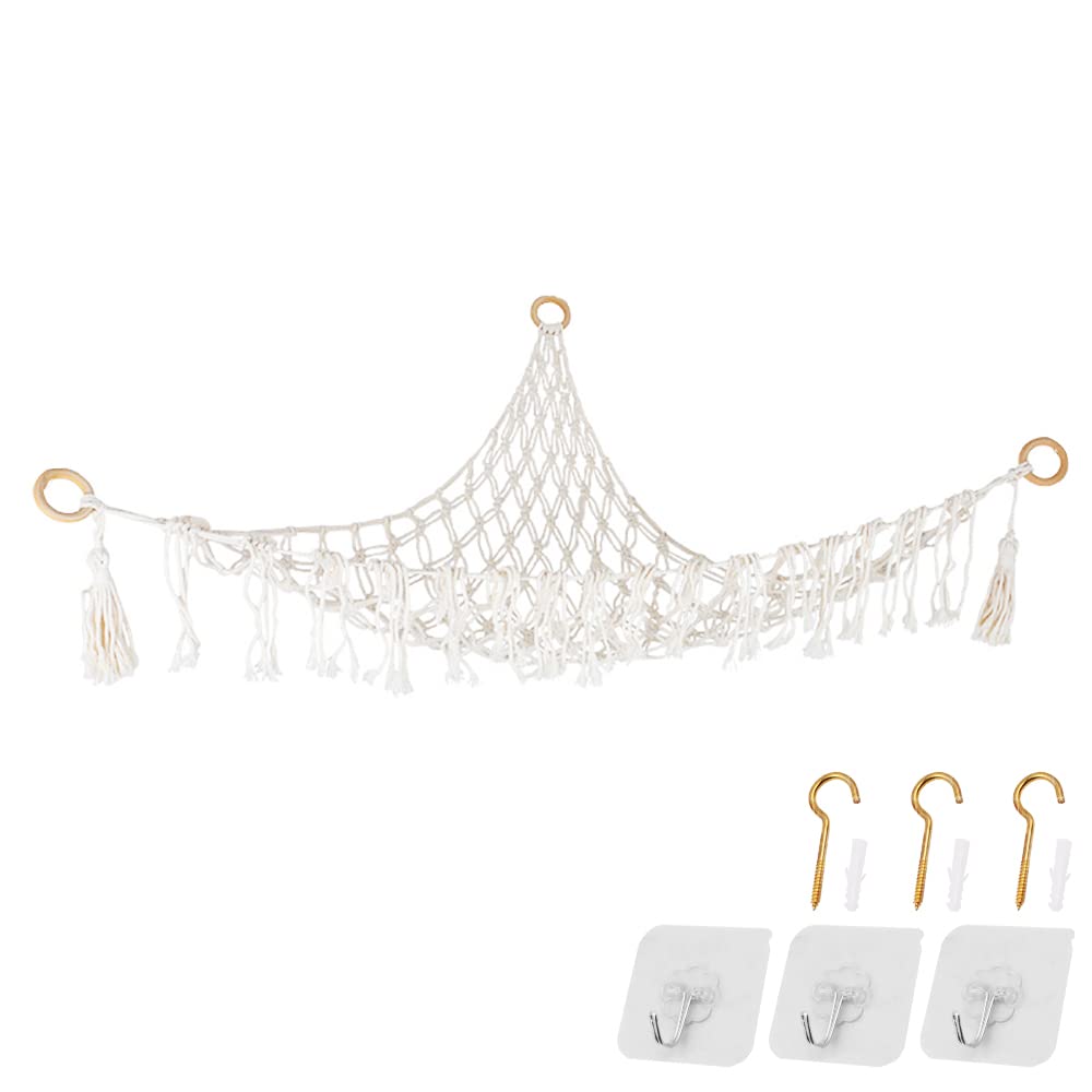 VOANZO Boho Teddy Bear Storage Hammock Plush Toy Storage Net Soft Toy Net Hammock For Boys or Girls