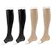 Zipper Compression Socks Toe Open for Varicose Veins and Edema , Unisex Zipper Design Easy to Wear (2 pack) (Nude&Black, XXL)