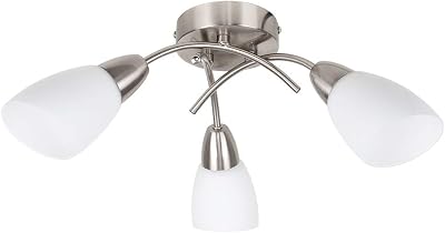 MiniSun Modern 3 Way Brushed Chrome Pendant Light with Frosted Glass 3000K