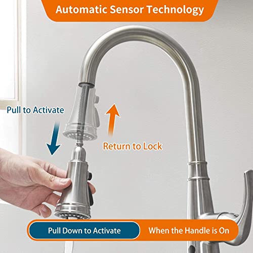 Touchless Kitchen Faucet Cobbe Brushed Nickel Kitchen Faucet with Pull