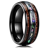 King Will GENTLEMAN 8mm Green/Black Carbon Fiber Inlay Silver Tungsten Carbide Ring Comfort Fit Wedding Band
