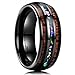 King Will Nature 8mm Tungsten Carbide Wedding Ring Inlaid with Real Wood & Colorful Fragments/Multicolor Opal Engagement Band