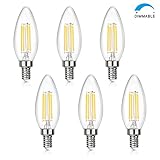 SHINE HAI Candelabra LED Filament Bulbs Dimmable 40W Equivalent, 4000K Neutral White Chandelier B11 LED Bulb E12 Base Decorative Candle Light Bulb, ETL Listed (6-Pack)