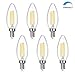 SHINE HAI Candelabra LED Filament Bulbs Dimmable 40W Equivalent, 4000K Neutral White Chandelier B11 LED Bulb E12 Base Decorative Candle Light Bulb, ETL Listed (6-Pack)