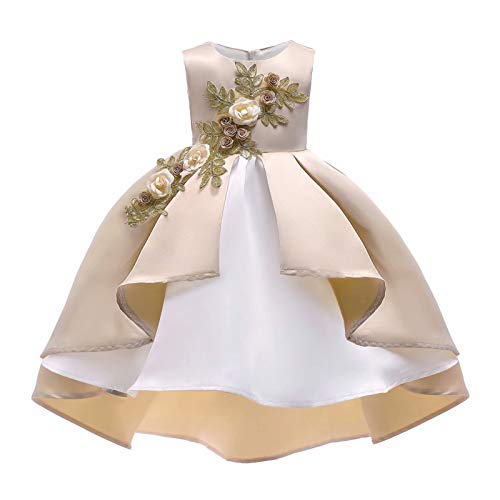 AYOMIS Girl Dress Princess Gowns Party Flower Christmas Wedding Dresses(Champagnge,5-6Y)