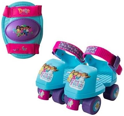 Dora Pets Adjustable Skate Set with Knee Pads Fit Junior J6 - J12