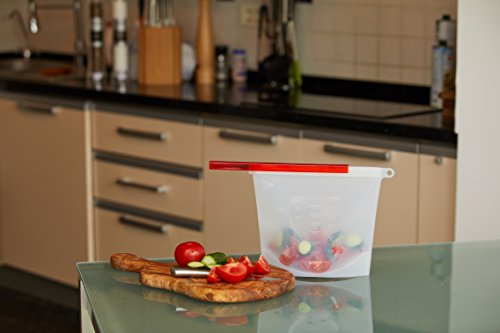 Reusable Silicone Food Storage Bags 3 Pack - 2 x Large 50 oz, 1 x Small 30 oz, Food Grade BPA-Free, Airtight Zip Seal, Leak Proof, Keeps Fruits and Vegetables Fresh - Criss Elite