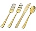 Adorn Plastic Gold cutlery 25 Servings Set | Includes 50 Gold forks, 25 Gold spoons, 25 Gold knives | 100 Count