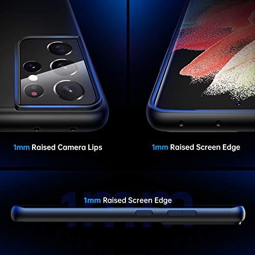 Facbiny Compatible with Samsung Galaxy S21 Ultra Case, [Military Grade Drop Protection][Intoxicating Touch] Translucent Shockproof Matte Phone Case with Soft Edges, Black