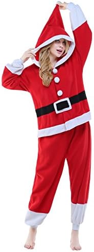 Newcosplay Unisex Adult Pyjamas Santa Claus Halloween Onesie costume (M)