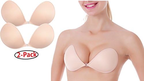 2-Pack Women's Strapless Bra Self Adhesive Silicone Invisible Push-up Bra Reusable Backless Sticky Bras