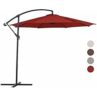 Sale Grand Patio 10 Ft Offset Umbrella Uv Protective Pool Umbrella Aluminum Cantilever Umbrella With Crank And Air Vent Red Protective Pool Umbrella