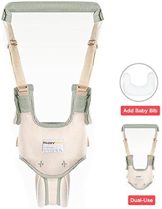 Dual Use Handheld Baby Walker,Safe Breathable Adjustable Baby Toddler Assistant Walking Harness for 8-15 Months Baby (Green)