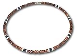 Native Treasure - Men's Dark Brown 2 Black Coco, White Heishe Puka Shell Necklace - 5mm (3/16