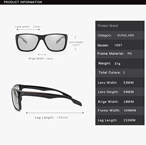 Photochromic Sunglasses Men Women HD Polarized Sports Cycling Glasses By Long Keeper (Grey) - Thumbnail 5