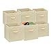 Foldable Cube Storage Bins - 6 Pack - These Decorative Fabric Storage Cubes are Collapsible and Great Organizer for Shelf, Closet or Underbed. Convenient for Clothes or Kids Toy Storage (Beige)