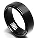King Will Men 8mm Matte Brushed Black Titanium Wedding Ring stepped Beveled edge Comfort Fit Wedding Band