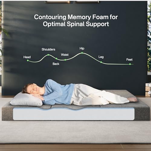 Foldable Mattress Queen, 6 Inch Memory Foam Trifold Mattress Topper | Ideal for Guest, Murphy Bed & Camper, Washable Cover & Non-Slip Base for All Floors, 80" x 60" x 6"