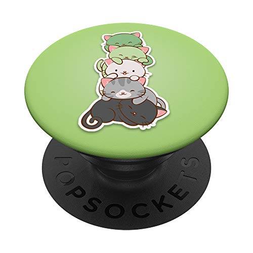 Aromantic Pride Kawaii Cats - Cute LGBTQ Anime Art PopSockets Swappable PopGrip