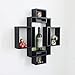 Set of 5 Cubes with Free Extra Jewellery Hooks Interlocking Wall Shelf, Intersecting Squares Wooden Floating Shelf, Wall Mounted Horizontally or Vertically Display Shelves,Espresso