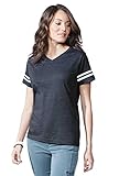 LAT Apparel Ladies Football Jersey V-Neck Tee [Medium] Vintage Burgandy / White Short SleeveT-Shirt