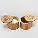 Wooden Salt & Pepper Box Set Engraved Magnetic Lid Bamboo Spice Jars & 2 Spoons