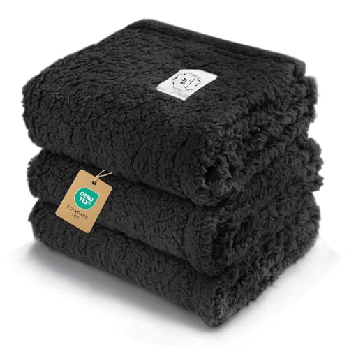 Photo 1 of 1 Pack 3 Calming Blankets Fluffy Premium Fleece Pet Blanket Soft Sherpa Throw for Dog Puppy Cat Black Medium (30“x20'')