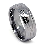 Tungsten Wedding Band, Infinty Tungsten Ring for Men, High Polish with Laser Infinity Design, Domed, 8mm (8)