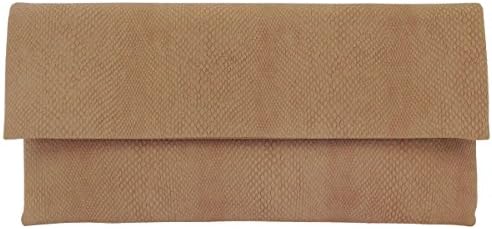 Matt Faux Python Leather Print Envelope Clutch