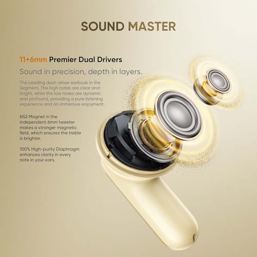 realme Buds Air 8 Bluetooth Headphones, 55dB ANC Adaptive and 58h Autonomy, Wireless Headphones with 11+6 Mm Controller, Ear-by AI Assistant and AI Translator, Hi-Res Audio LHDC 5.0, IP55, Grey