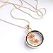 Gmai Orange Color Pressed Flower in Round Shape Glass Globe Necklace