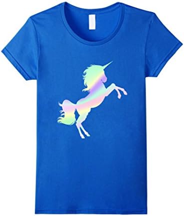 Womens VAPORWAVE AESTHETIC  UNICORN T SHIRT RAINBOW Medium Royal Blue