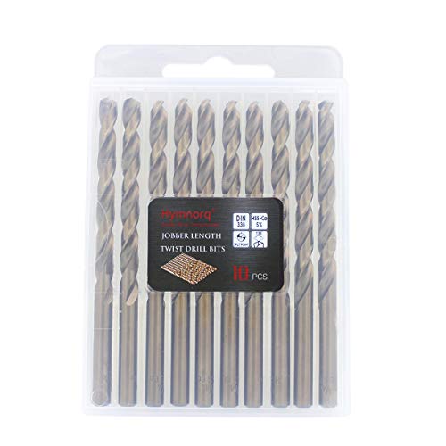 Hymnorq 1/4 Inch Fractional Size M35 Cobalt Steel Twist Drill Bit Set of 10pcs, Jobber Length and Straight Shank, Extremely Heat Resistant, Suitable for Drilling in Stainless Steel and Iron - Thumbnail 6