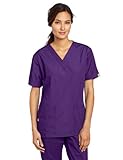 WonderWink Women's Scrubs Bravo 5 Pocket V-Neck Top, Grape, Medium