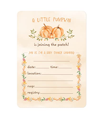 M Market On Mainstreet Pumpkin Patch Invitations & Thank You Cards, Including Envelopes, 25 Count, Made In The U.S.A. (Baby Shower Invite)
