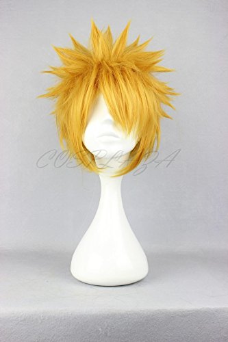 COSPLAZA Cosplay Wig Short Spiky Gold Anime Show Party Full Hair