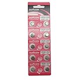 SUNCOM (10 pcs) AG9 Alkaline 1.5V Button Cell Battery Single Use LR936 LR45 SP394 L936 SR45H G9 Watch Toys Remotes Cameras