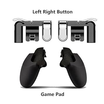 FidgetGear Mobile Game Fire Button Aim Key Gaming Trigger L1R1 Shooter Controller for PUBG Black L1R1 Trigger + Gamepad Holder