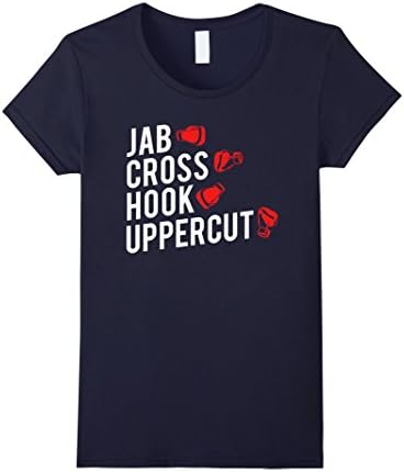 Womens Boxer T-Shirt, Punches From The Sport Of Boxing Tee Small Navy