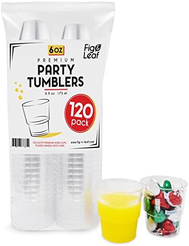 (120 Pack) Premium Hard Plastic 6 OZ Party Cups l Old Fashioned Tumblers 6-Ounce l Crystal Clear Sturdy Disposable Tumbler Glasses Reusable Durable Cup l Top Choice for Catering Wedding Birthday Event