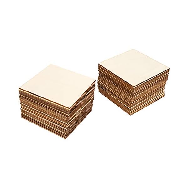 Cikonielf 50 Stück Unbehandelte Holz Quadrate DIY Holzplatte Quadrat Holzplatte natürliche Scheiben aus Holz für Basteln… – Bild 8