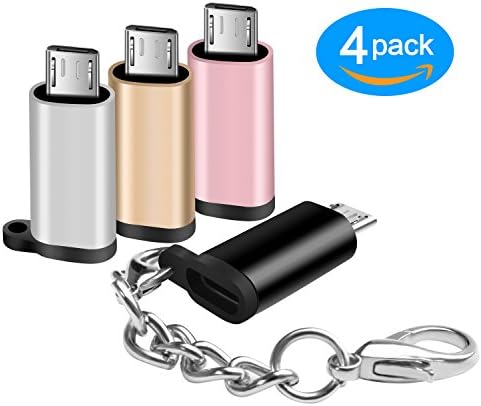 Micro USB to USB C Adapters 4Pack, Micro USB Male to Type C Female Data &amp; Charging Converter with Keychain for Android Samsung Galaxy S7 S6 Edge Note 5 LG G4 Nexus 5/6 More